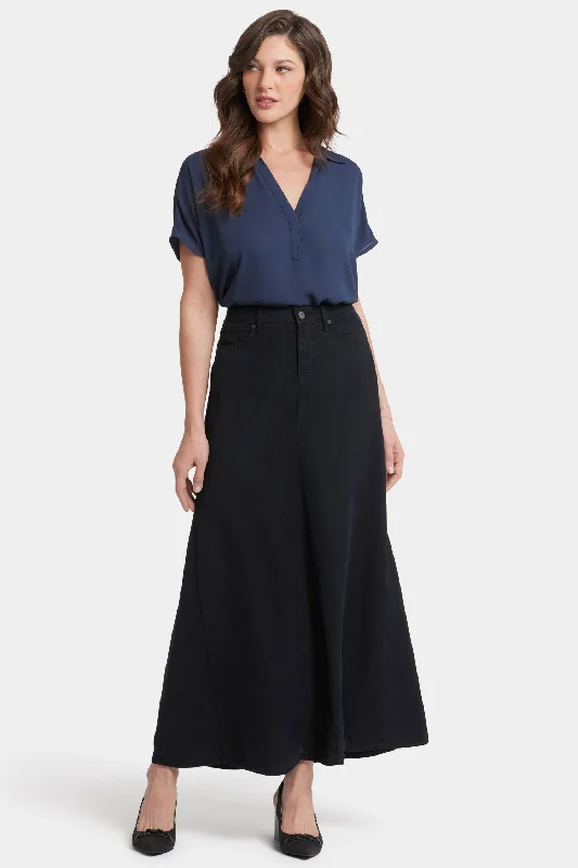 5 Pocket Maxi Skirt   - Overdye Black