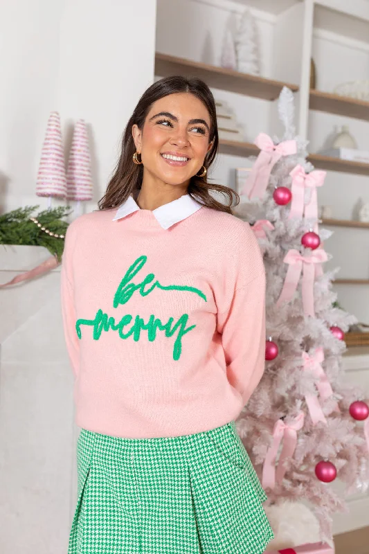 Be Merry Pink And Green Sweater FINAL SALE