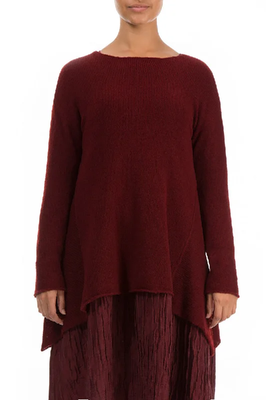 Longer Sides Maroon Wool Sweater