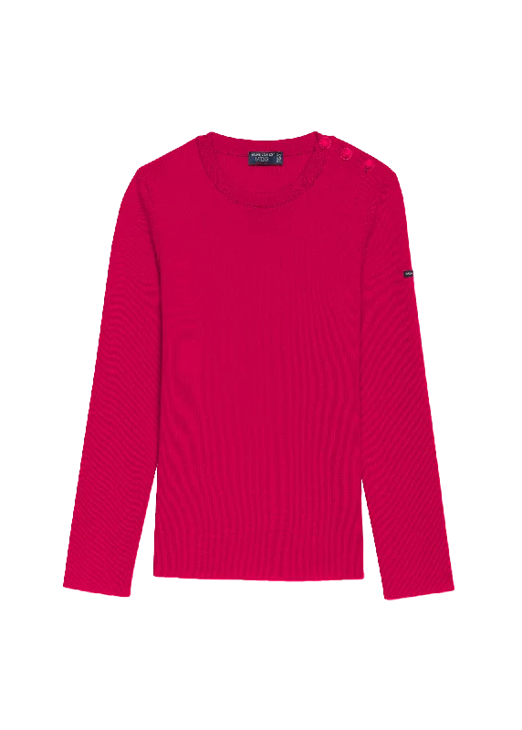 MAREE - Soft Wool Breton Sweater for Women | Slim Fit (MAGENTA POP / ELECTRIC BLUE)