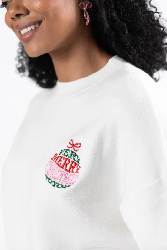 Very Merry Christmas To You Ivory Multi Ornament Sweater FINAL SALE