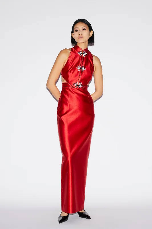 LEILA GOWN RED SATIN