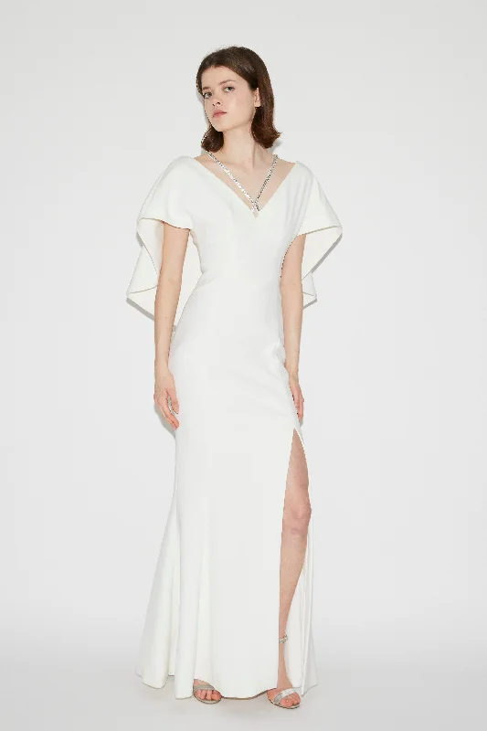 BELVA GOWN WHITE CREPE