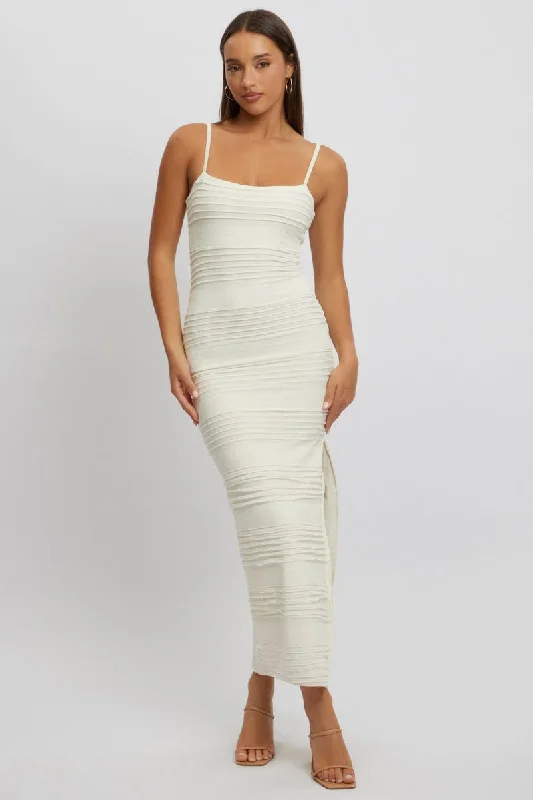 White Bodycon Dress Sleeveless Midi