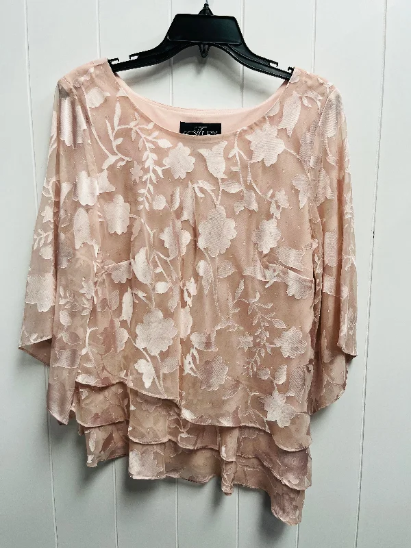 Blouse Long Sleeve By Alex Evenings In Pink, Size: Xl