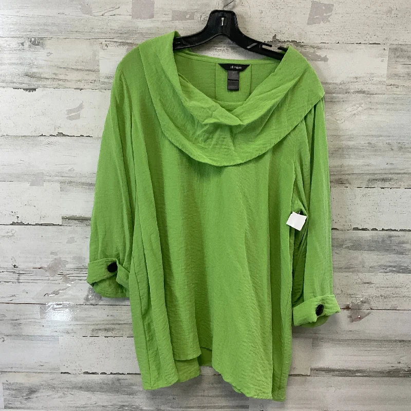 Blouse Long Sleeve By Ali Miles In Green, Size: 1x