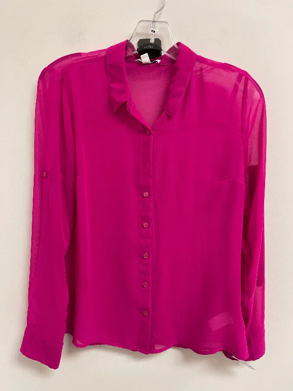 Blouse Long Sleeve By Express In Pink, Size: S