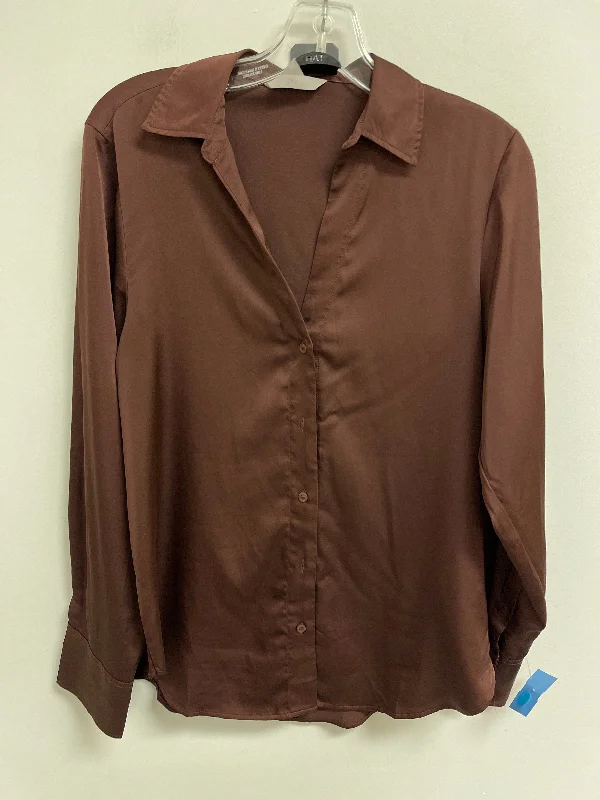 Blouse Long Sleeve By H&m In Brown, Size: S