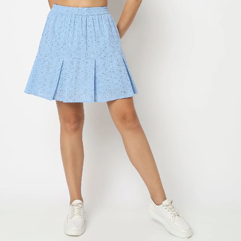 Flare Fit Solid Skirt