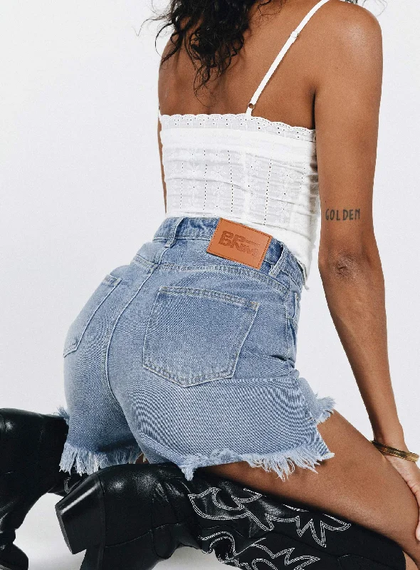 Kalynda Denim Shorts Mid Wash Blue