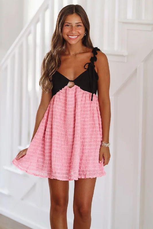 Making Jaws Drop Mini Dress - Pink and Black