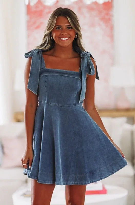 Sunny Baby Denim Mini Dress - Medium Wash