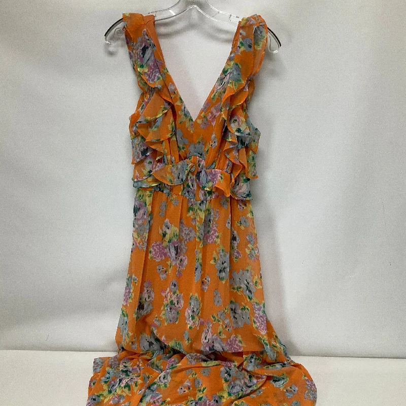 Orange Dress Casual Maxi Lc Lauren Conrad, Size L