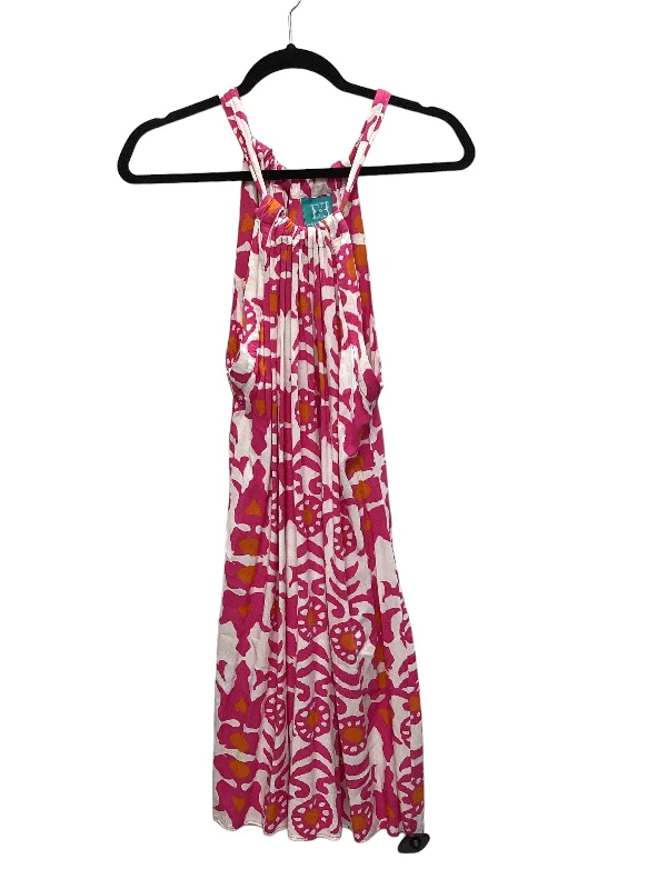 Pink & White Dress Casual Midi Escapada Living, Size M