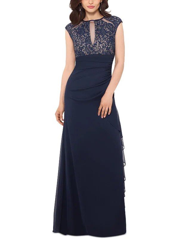 Womens Ruffled Maxi Evening Dress