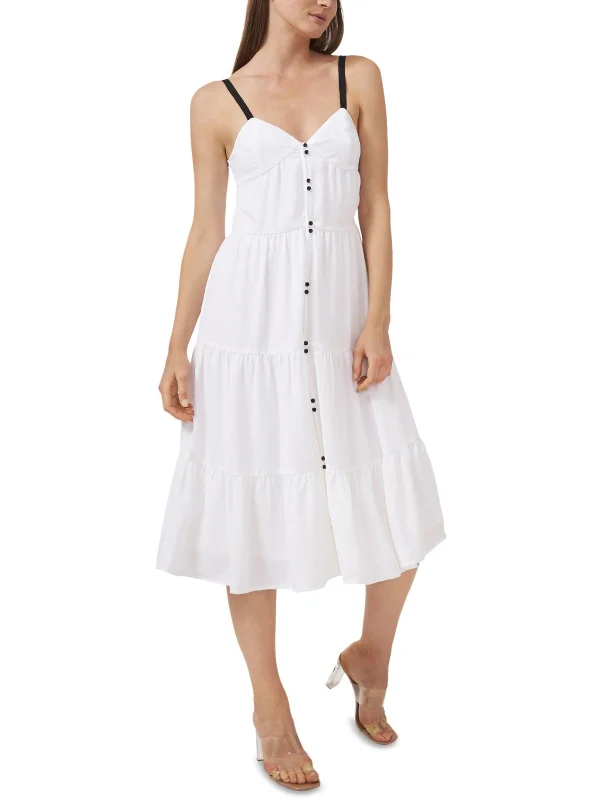 Womens Tiered Gauze Midi Dress