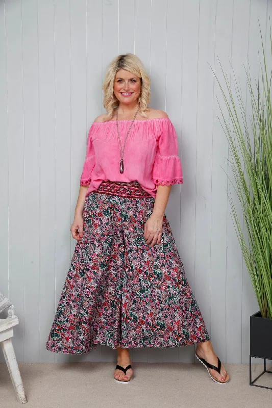 Boho Silk Palazzo Trousers Pink