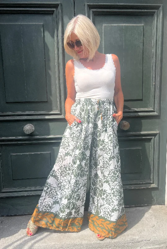 Khaki Floral Trousers