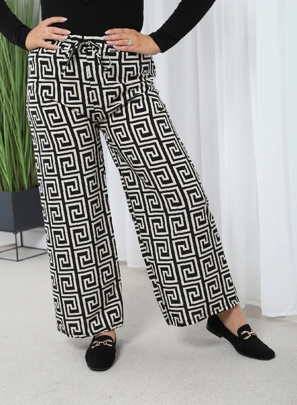 Zendi Print Palazzo Trousers Cream