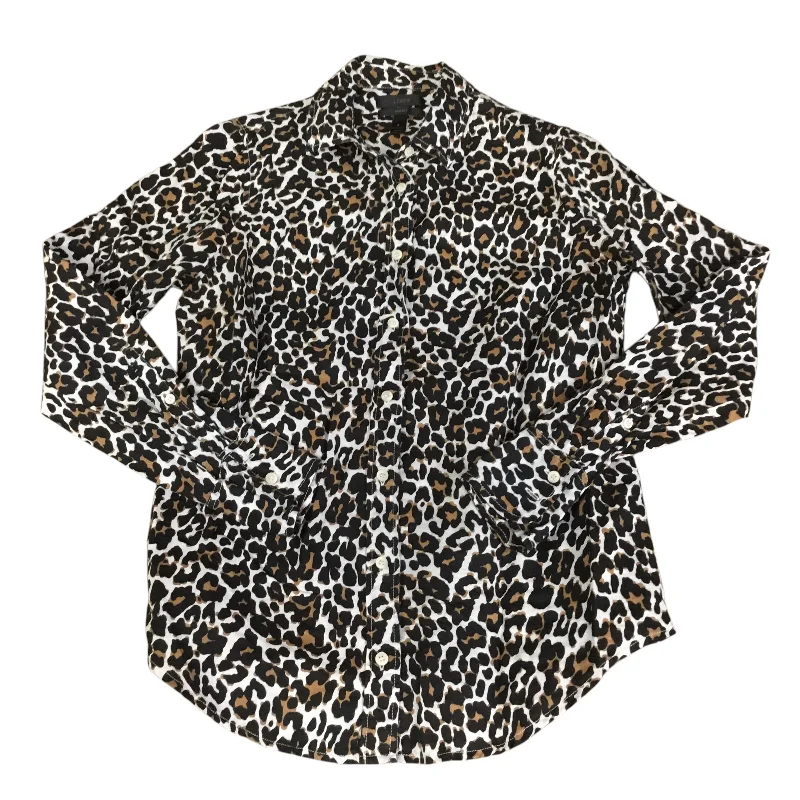 Top Long Sleeve Basic By J. Crew In Animal Print, Size: Xs