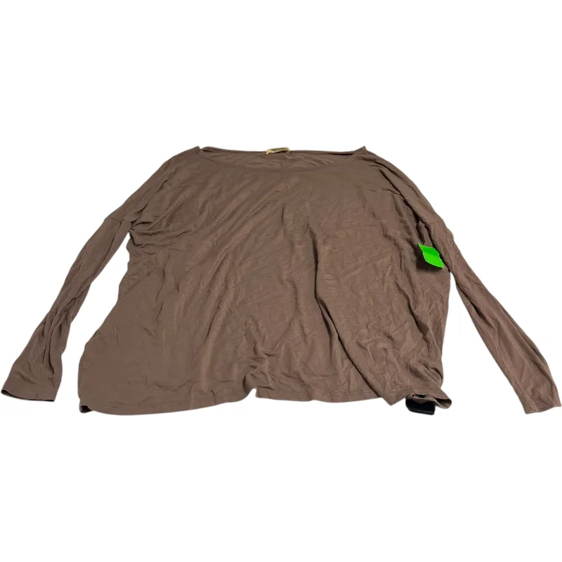 Top Long Sleeve By Piko In Tan, Size: M